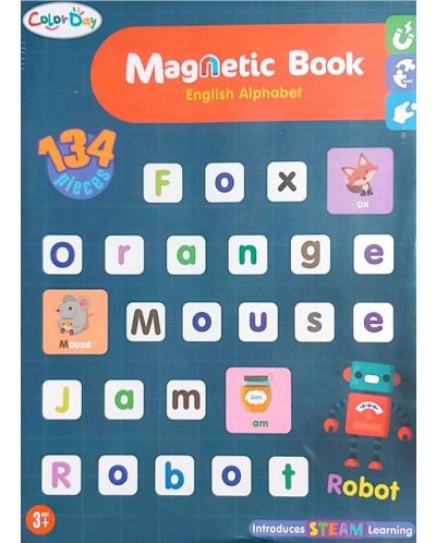 Cartea cu alfabet magnetic pentru copii Raya Toys - 134 de piese - 1