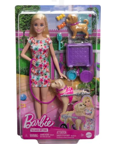 Set joc Barbie - Barbie cu cățeluși și un câine în scaun cu roțile - 4