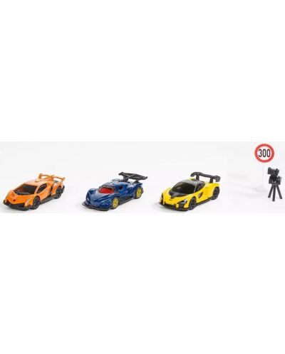 Set de jucării Siku - Cărucioare de curse, cu cameră și semn rutier - 2