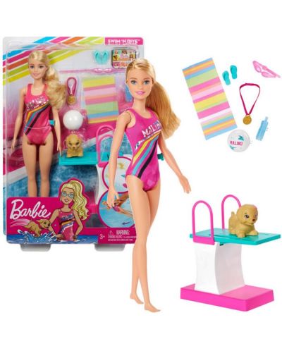 Set de joaca  Mattel Barbie - Inotator Barbie cu tranbulina - 2
