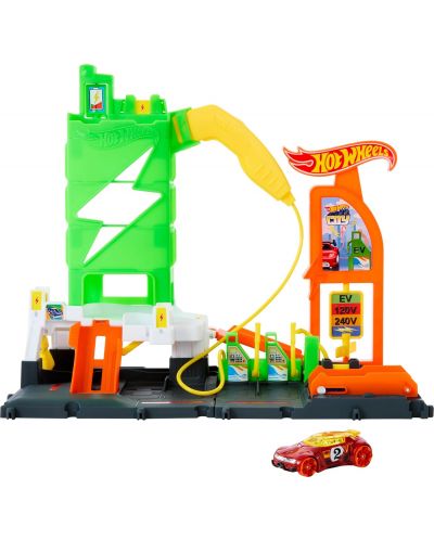 Set joc Hot Wheels City - Benzinărie cu stații de încărcare și cărucior - 1