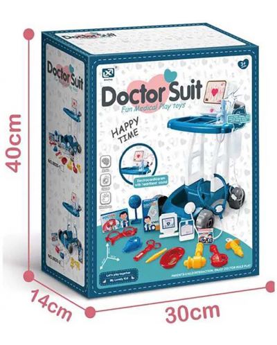 Set joc Raya Toys - Cabinet medical cu cărucior, 17 piese  - 3