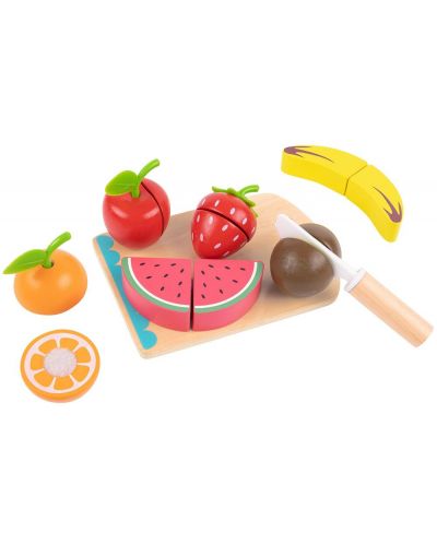 Tooky Toy - Set de tăiat fructe cu placă de tăiat și cuțit - 3