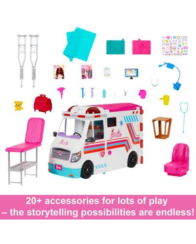 Set joc  Barbie - Transforming Ambulance, Clinica, 20 accesorii - 5