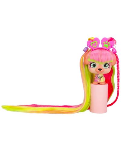 Set de joaca IMC Toys Vip Pets - Cățeluș la modă cu păr lung pentru coafuri cu accesorii, Zoe - 5