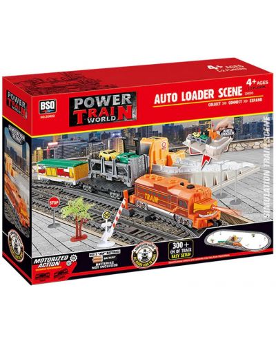 Set joc BSQ Power Train World - Tren de marfă cu șine, 300 cm