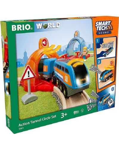Set de joaca Brio - Trenulet cu tunel, Smart Tech Sound Action - 1