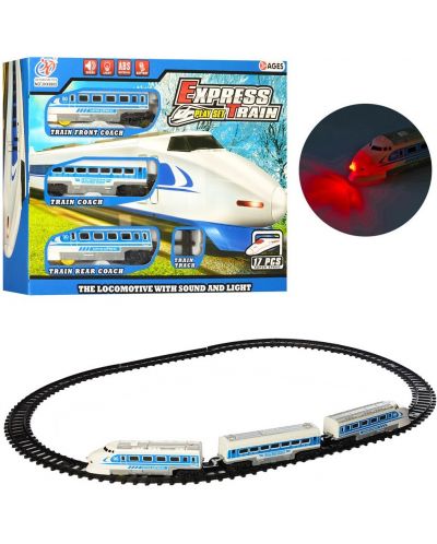 Raya Toys - Trenuleț Express pe baterii cu șine, albastru - 4
