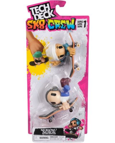 Set de joc Tech Deck SK8 Crew - Skateboard pentru degete cu figurine, gri/alb - 1