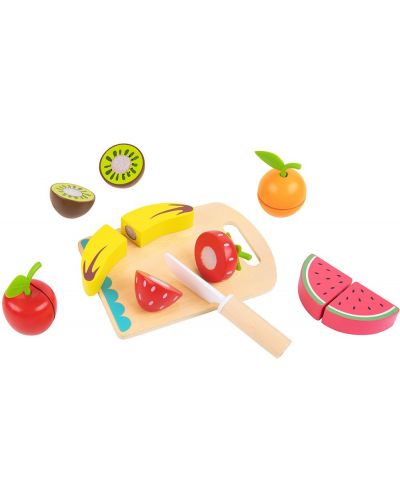 Tooky Toy - Set de tăiat fructe cu placă de tăiat și cuțit - 5