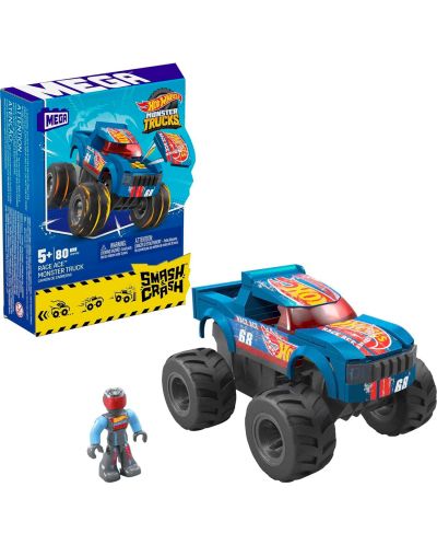 Set de joc Hot Wheels Monster Truck - Smash & Crash Race Ace,85 de piese - 1