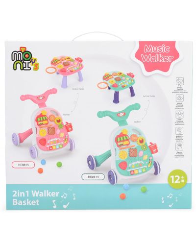 Jucărie de mers pe jos 2 în 1 Moni Toys - Basket, Blue - 6