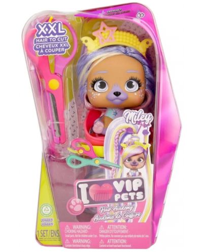 Set de joaca  IMC Toys Vip Pets - Cățeluș cu păr lung la modă pentru coafuri cu accesorii, Miley - 1