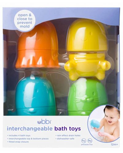 Jucării de baie cu forme interschimbabile Ubbi - 4 bucăți - 4