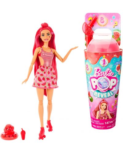 Set de joc Barbie Pop Reveal - Papusa cu surprize, Pepene verde - 1