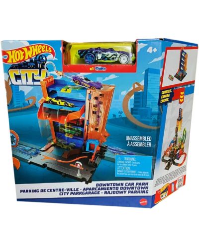 Set de joaca  Hot Wheels City - Parcare, cu troleu verde - 1