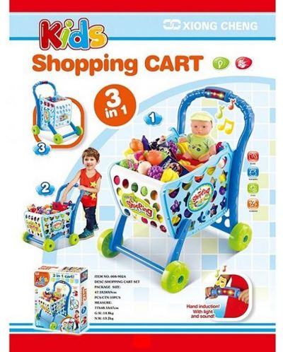 Set joc Raya Toys - Cărucior de cumpărături, albastru - 2