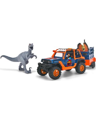 Set de joc Dickie Toys - Jeep cu remorca si dinozaur - 1
