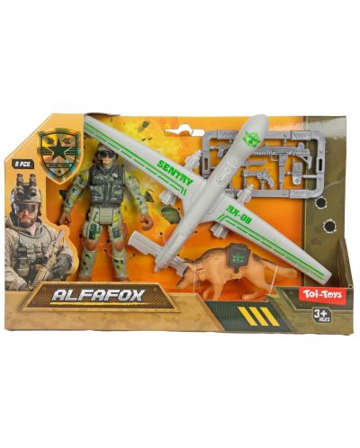 Set de joacă  Toi Toys Alfafox - Soldat cu un câine și un avion - 2