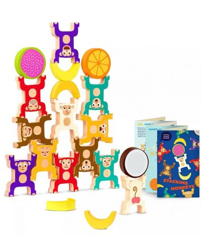 Set de joacă Battat - Maimuțe colorate din lemn pentru stivuire - 2