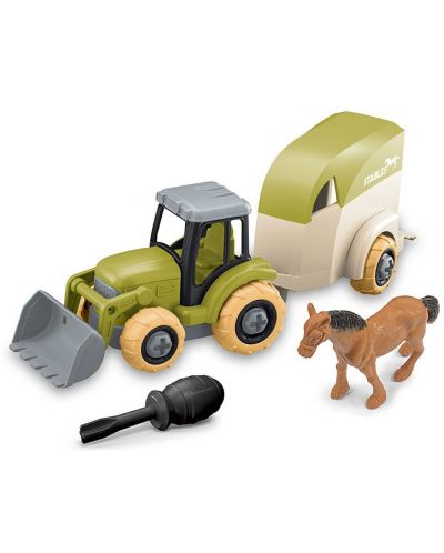 Set de jucării Ocie - Camion de fermă, tractor cu remorcă și cal - 2