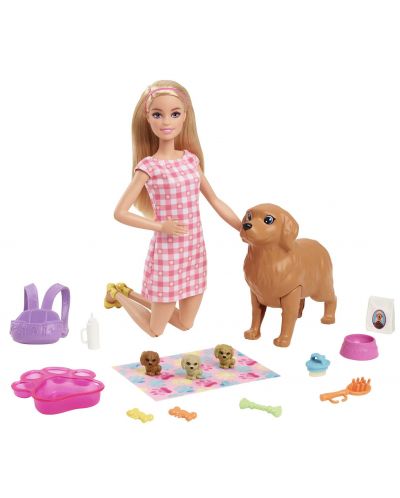 Set de jocuri Barbie - Barbie, cu catelusi nou-nascuti si accesorii - 2
