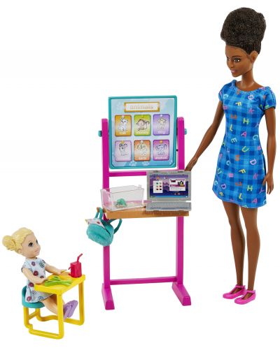 Set de joc Barbie You can be anything - Profesoară cu părul negru și un laptop - 2