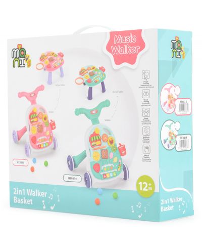 Jucărie de mers pe jos 2 în 1 Moni Toys - Basket, Blue - 7