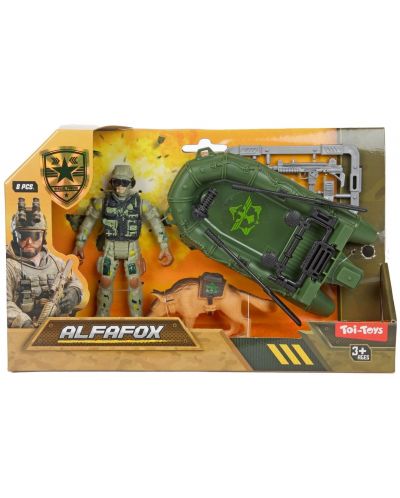 Set de joacă  Toi Toys Alfafox - Soldat cu câine și barcă - 2