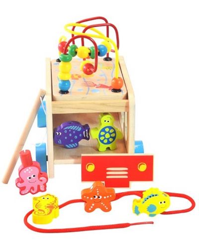 Set de jucării Acool - Autobuz cu animale marine, labirint, sortator, joc de înșirat - 1