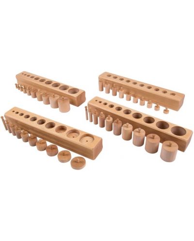 Set de joacă Smart Baby - cilindri din lemn Montessori cu mâner, 40 de bucăți - 1