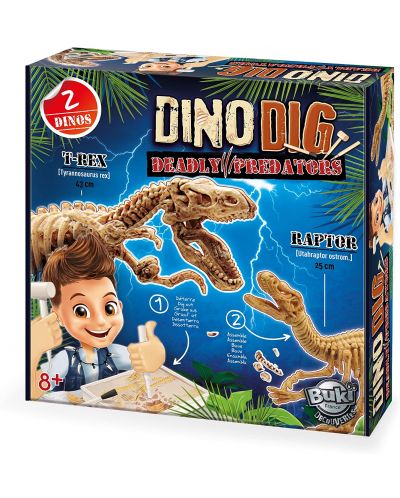 Set de joaca Buki Sciences - Tyrannosaurus Rex și Velociraptor - 1