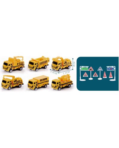 Set joc Raya Toys - Mașini de construcții cu indicatoare rutiere - 2