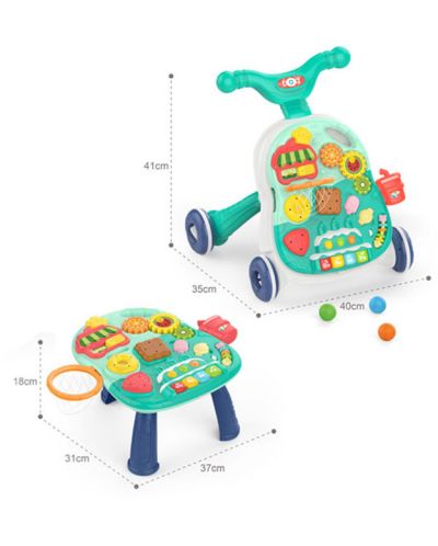 Jucărie de mers pe jos 2 în 1 Moni Toys - Basket, Blue - 5