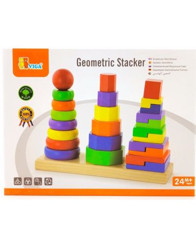 Set de jocuri Viga - Piramide geometrice din lemn - 1