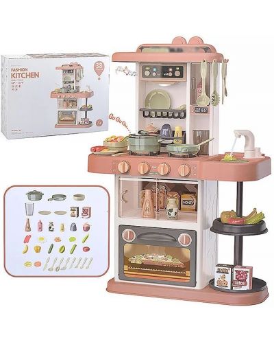 Raya Toys - Bucătărie pentru copii cu apă și abur, roz - 2