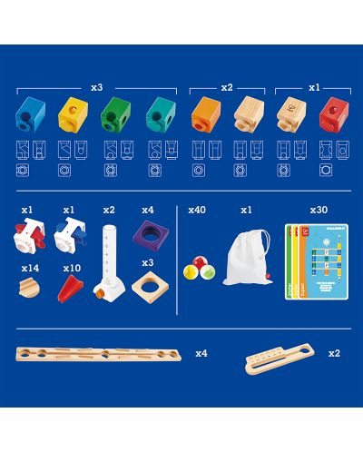 Set joc  HaPe International Quadrilla - Pistă cu bile, Basic Coding, 90 piese - 2