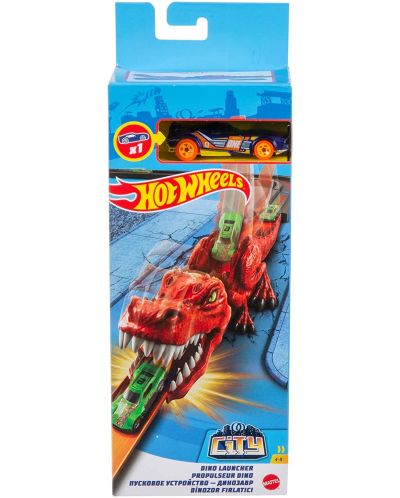 Set de jocuri Hot Wheels City - Lansator cu un carucior, Dinozaur - 1