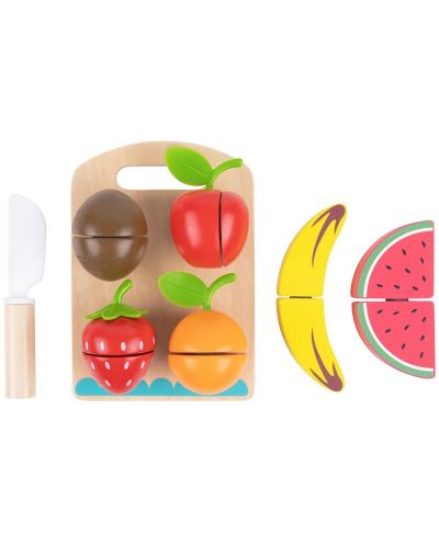 Tooky Toy - Set de tăiat fructe cu placă de tăiat și cuțit - 1