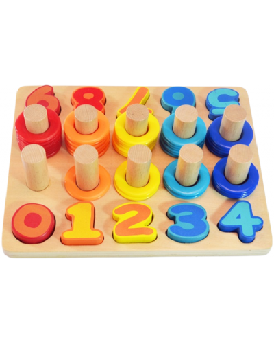 Acool Toy - Tablă din lemn cu numere și inele - 1