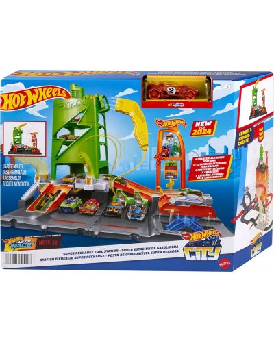 Set joc Hot Wheels City - Benzinărie cu stații de încărcare și cărucior - 2