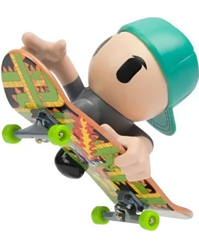 Set de joc Tech Deck SK8 Crew - Skateboard pentru degete cu figurină, cu pălărie verde - 3