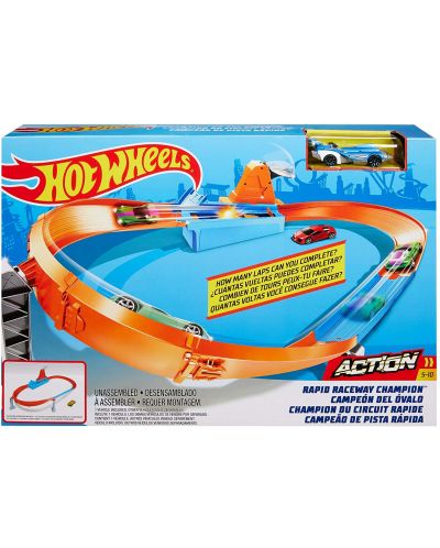 Set de joaca Hot Wheels Action - Pista cu lansator, Rapid Raceway Champion - 1