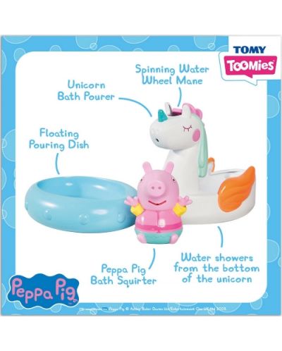 Jucărie de baie Tomy Toomies - Peppa Pig cu barcă cu unicorn - 2