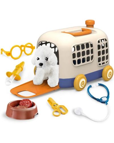 Set joc Raya Toys - Cățeluș cu cușcă pe roți - 1