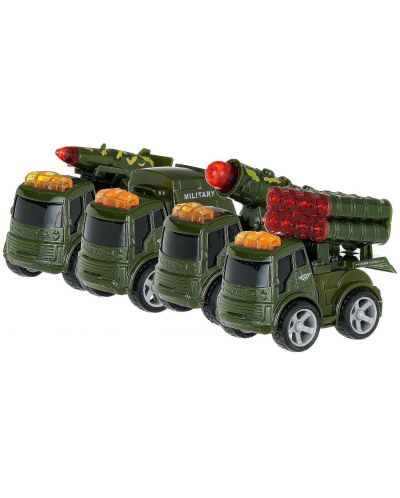 Set de jucării GT - Camioane militare cu inerție, 4 piese - 1
