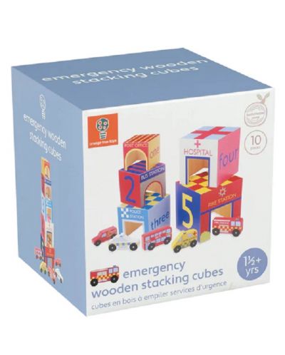 Set de joc Orange Tree Toys - Cuburi și cărucioare - 1
