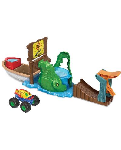 Set de joc Hot Wheels Monster Trucks - Swamp Chomp, cu mașină  - 1