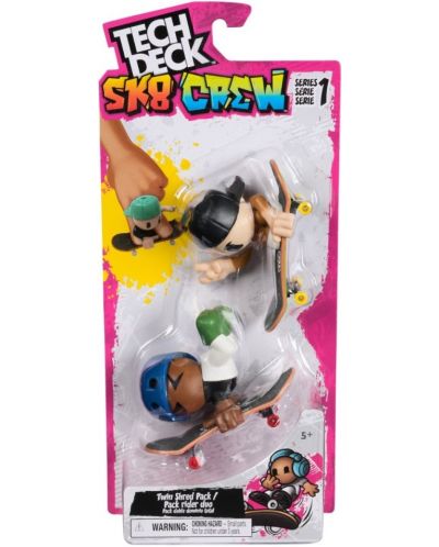 Set de joc Tech Deck SK8 Crew - Skateboard pentru degete cu figurine, albastru/negru - 1