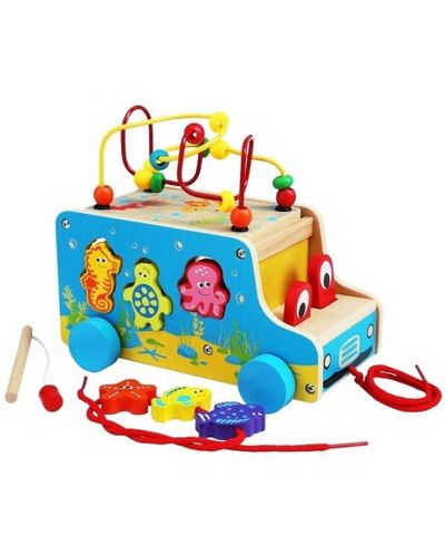 Set de jucării Acool - Autobuz cu animale marine, labirint, sortator, joc de înșirat - 2